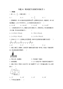 专题8.1 期末复习与测试专项练习1- 2022-2023学年七年级数学上册阶段性复习精选精练（浙教版）