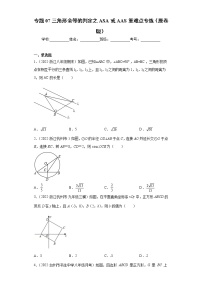 专题07 三角形全等的判定之ASA或AAS重难点专练- 2022-2023学年八年级上册数学专题训练（浙教版）