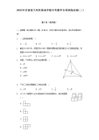 2022年甘肃省兰州外国语学校中考数学专项训练试卷（二）（含解析）