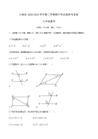 福建省三明市大田县2020-2021学年七年级下学期期中考试数学试题（word版含答案）