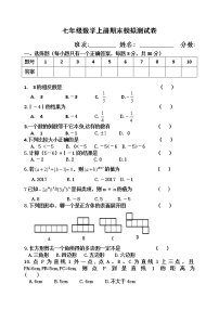 七年级数学上册期末模拟测试卷