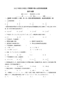 福建省永春县侨中片区学校联考2022-2023学年七年级上学期期中核心素养质量监测数学试题(含答案)