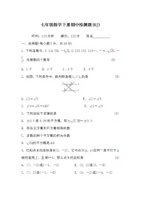 人教版七年级数学下册期中检测题(word版，含答案)