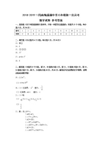 2018-2019－1周南梅溪湖中学八年级第一次月考数学试卷 及参考答案