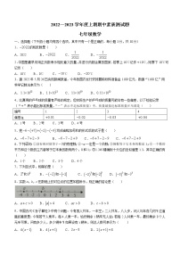 河南省驻马店市泌阳县实验中学2022-2023学年七年级上学期期中数学试题(含答案)