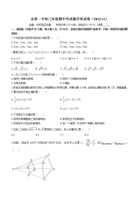 福建省永春第一中学2022-2023学年九年级上学期期中考试数学试题(含答案)