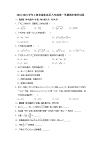 _上海市浦东新区2022-2023学年八年级上学期期中数学试卷 (含答案)