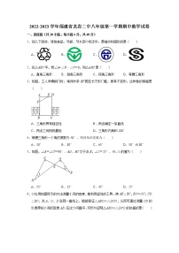 福建省龙岩市第二中学2022-2023学年八年级上学期期中数学试卷 (含答案)