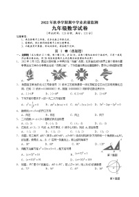 广西南宁地区2022-2023学年九年级上学期期中考试数学试题(含答案)