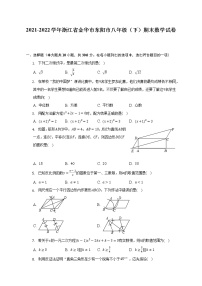 2021-2022学年浙江省金华市东阳市八年级（下）期末数学试卷（含解析）