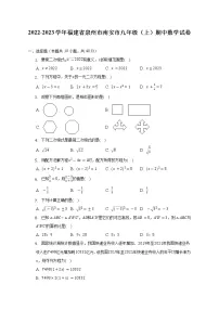 2022-2023学年福建省泉州市南安市九年级(上)期中数学试卷(含解析)