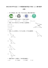 2022-2023学年北京二十中附属实验学校八年级(上)期中数学试卷(含答案解析)