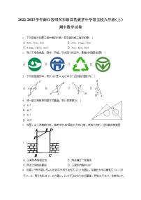 2022-2023学年浙江省绍兴市新昌县拔茅中学等五校八年级（上）期中数学试卷（含答案解析）