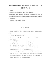 2022-2023学年福建省泉州市永春五中片区九年级（上）期中数学试卷（含解析）