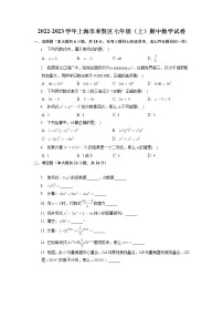 上海市奉贤区2022-2023学年七年级上学期期中数学试卷（含答案）