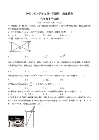 山东省菏泽市东明县2022-2023学年九年级上学期期中数学试题（含答案）