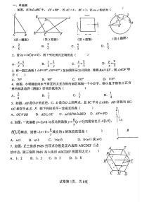 海淀外国语初三下学期开学考数学试卷