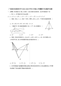 广西钦州市第四中学2022-2023学年八年级上学期期中考试数学试题(含答案)