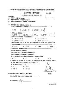 上海市进才实验中学2022-2023学年上学期期中素养分析八年级数学试卷