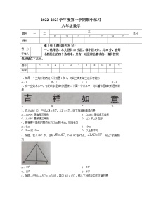 天津市部分区2022—2023学年八年级上学期期中练习数学试题(无答案)