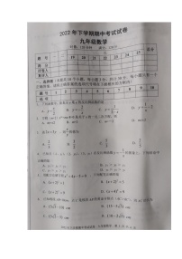 湖南省邵阳市武冈市2022-2023学年九年级上学期期中考试数学试题（含答案）