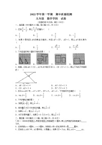 上海市浦东新区2022-2023学年九年级上学期期中质量检测数学卷(无答案)