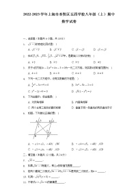 2022-2023学年上海市奉贤区五四学校八年级（上）期中数学试卷（含解析）