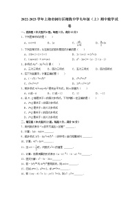 上海市闵行区梅陇中学2022-2023学年七年级上学期期中考试数学试卷（含答案）