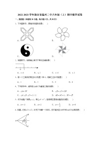 浙江省温州市第二中学2022-2023学年八年级上学期期中数学试卷(含答案)