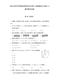 2022-2023学年湖北省武汉市江岸区、东西湖区九年级（上）期中数学试卷（含解析）