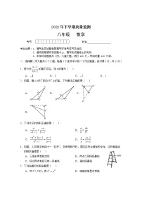 湖南省常德市汉寿县2022-2023学年八年级上学期期中考试数学试题(含答案)