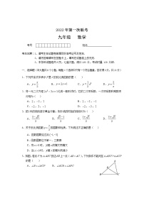 湖南省常德市汉寿县2022-2023学年九年级上学期期中考试数学试题(含答案)