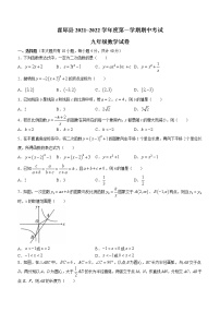 安徽省六安市霍邱县2021-2022学年九年级上学期期中考试  数学试卷(含答案)