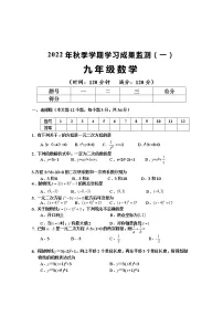 广西防城港市上思县2022-2023学年九年级上学期学习成果监测(一)数学试题(含答案)