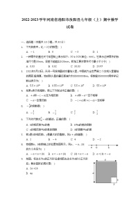 河南省洛阳市汝阳县2022-2023学年上学期七年级期中数学试卷