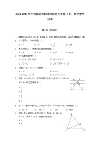 河南省洛阳市汝阳县2022-2023学年上学期九年级+期中数学试卷