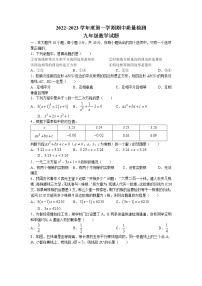 山东省枣庄市峄城区2022-2023学年九年级上学期期中数学试题(无答案)