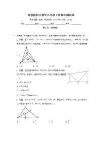 浙教版初中数学八年级上册期末测试卷（困难）（含答案解析）