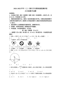 陕西省渭南市澄城县2021-2022学年九年级上学期期末考试数学试卷（含答案）