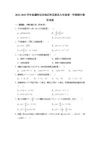 新疆阿克苏地区阿瓦提县2022-2023学年九年级上学期期中数学试卷(含答案)