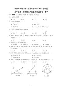 2022秋师大博才初三第三次月考数学试卷