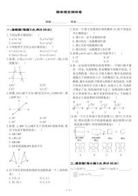 北师大版七年级数学下册 期末综合测试卷（试卷）