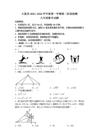 陕西省渭南市大荔县2021-2022学年八年级上学期数学第二次月考试题（有答案）