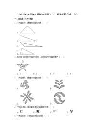 2022-2023学年人教版八年级（上）数学寒假作业（八）