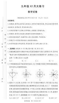 2022青一/长培九年级联考第三次月考数学试卷及参考答案