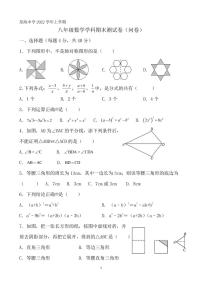 广东省广州市番禺区星海中学2022-2023学年八年级上学期期末检测+数学试卷（问卷）