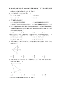 江西省吉安市吉安县2022-2023学年九年级上学期期中数学试卷(含答案)