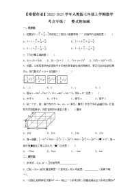 【寒假作业】2022-2023学年人教版七年级上学期数学  考点专练7   整式的加减