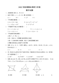 河南省南阳市唐河县2022-2023学年八年级数学上学期期末考试数学试卷