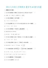 浙江七年级上学期期末【常考60题专练】-七年级数学上学期考试满分全攻略(浙教版）